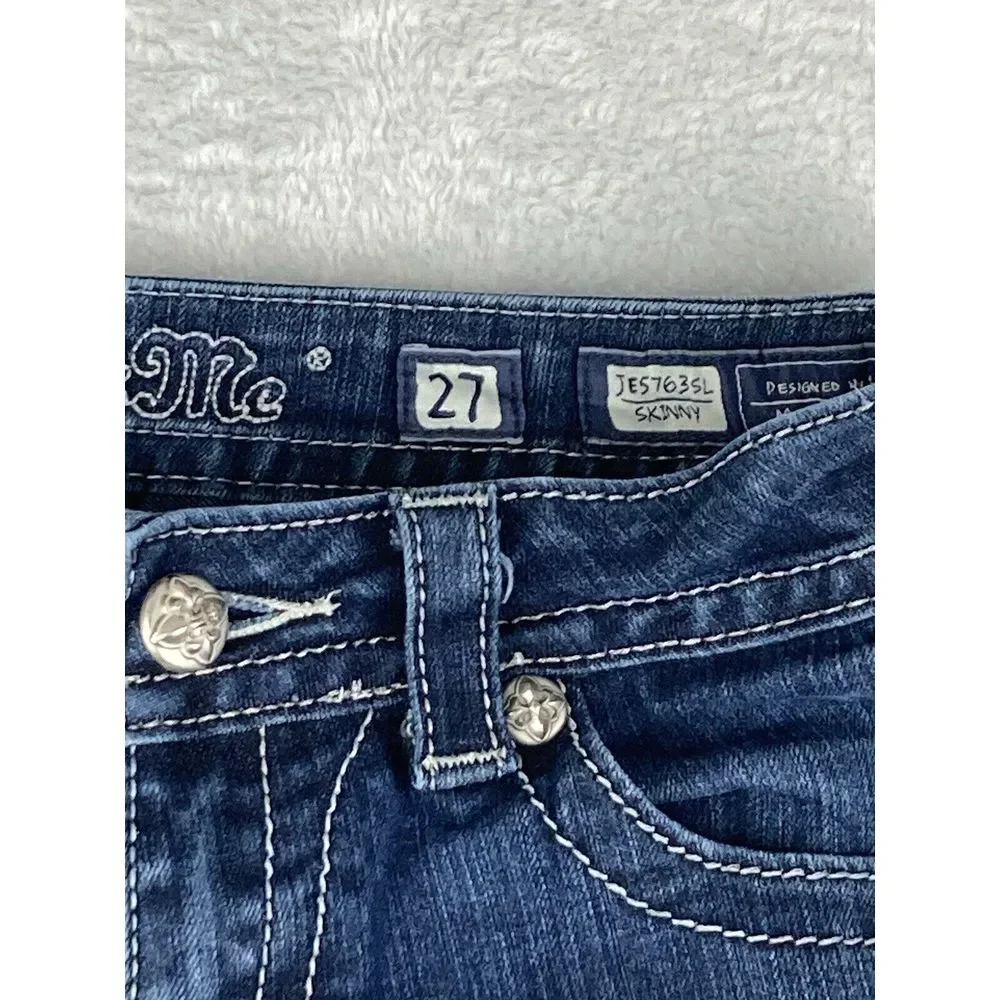 Miss Me Skinny Jeans Women'sLow Rise  Medium‎ Wash Blue Size 27